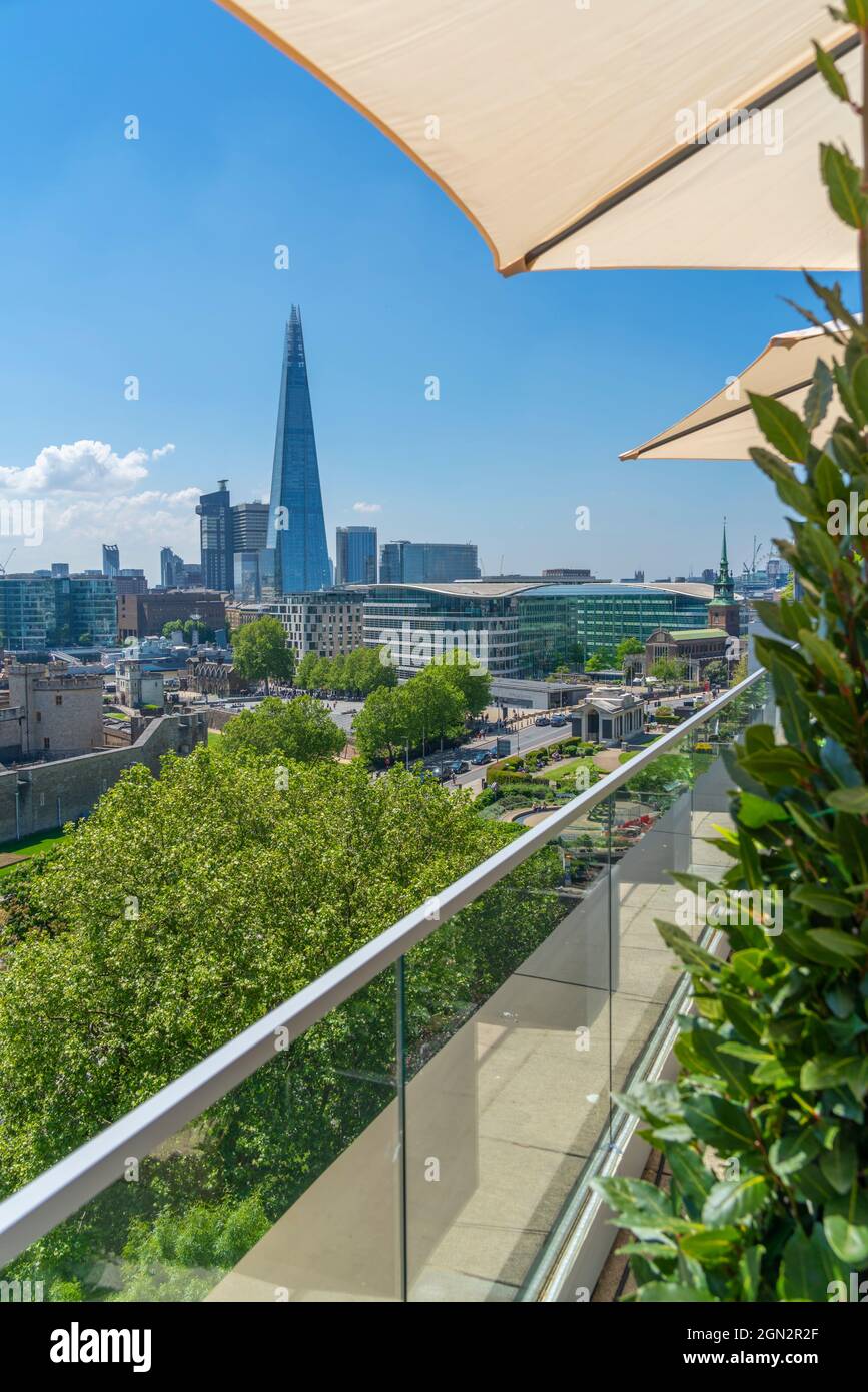View of the Shard from rooftop bar, London, England, United Kingdom