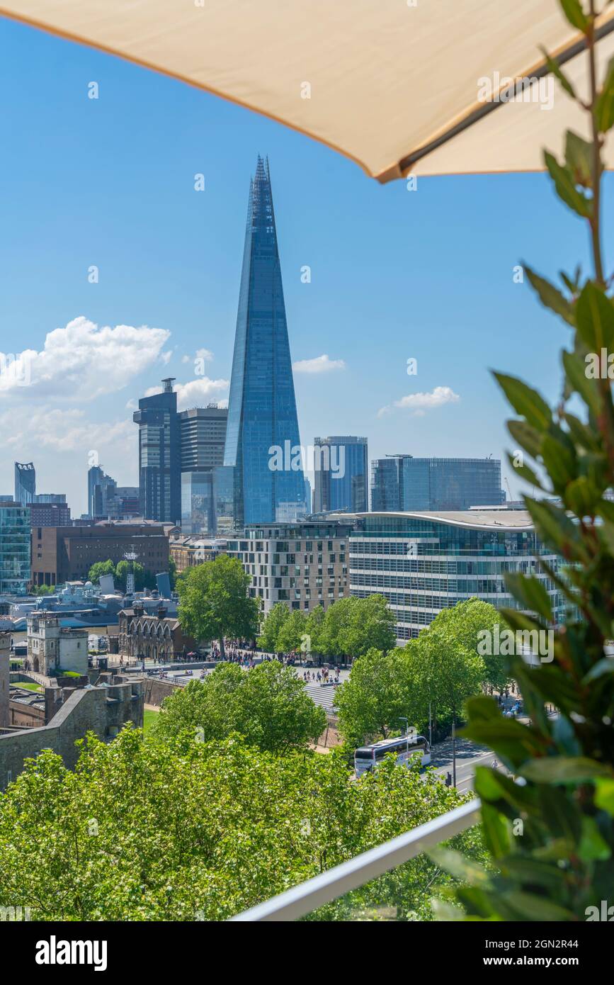 View of the Shard from rooftop bar, London, England, United Kingdom