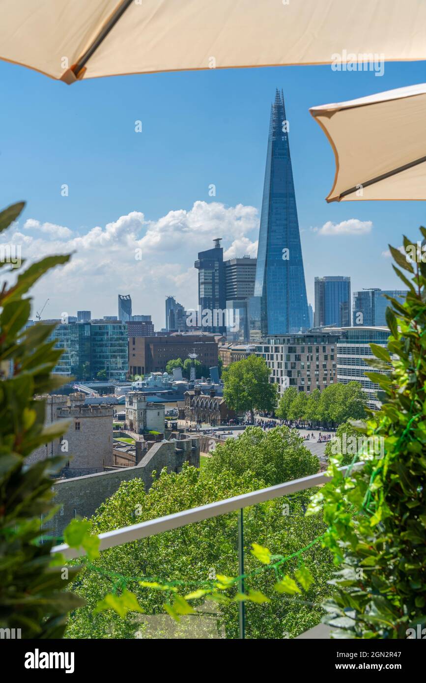 View of the Shard from rooftop bar, London, England, United Kingdom