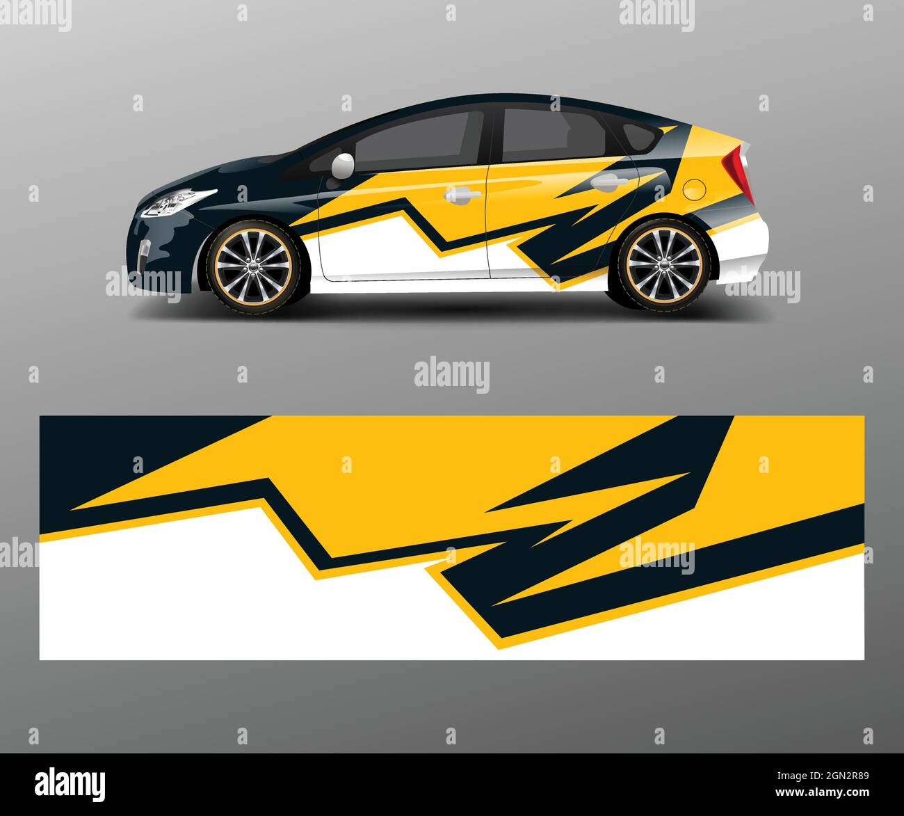 Racing car wrap with abstract stripe shapes for Company. Sport car ...
