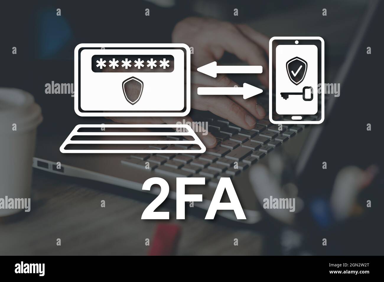 2fa concept illustrated by a picture on background Stock Photo