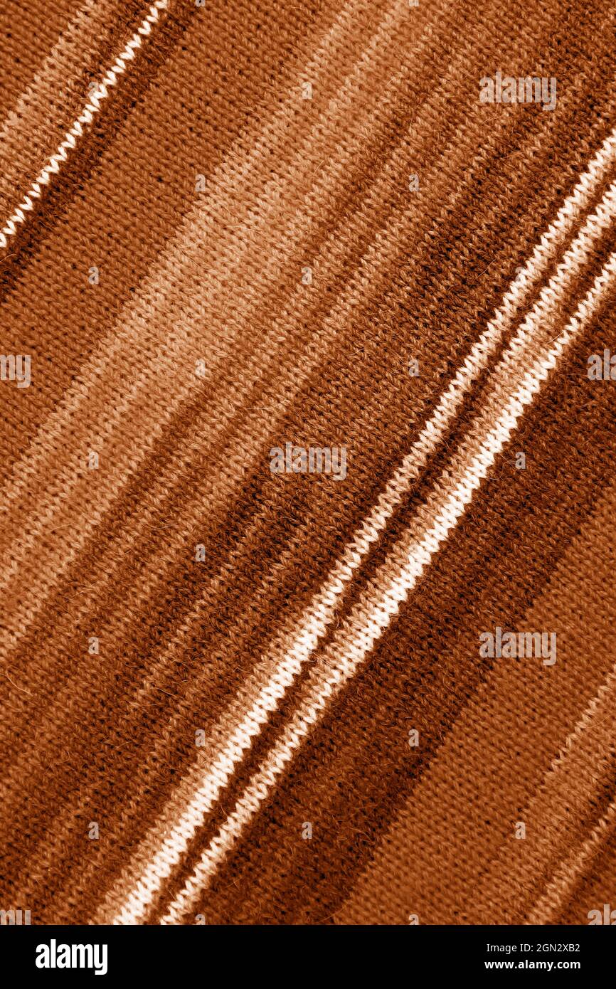 Gradient Brown Striped Alpaca Knitted Wool Fabric in Diagonal Patterns Stock Photo
