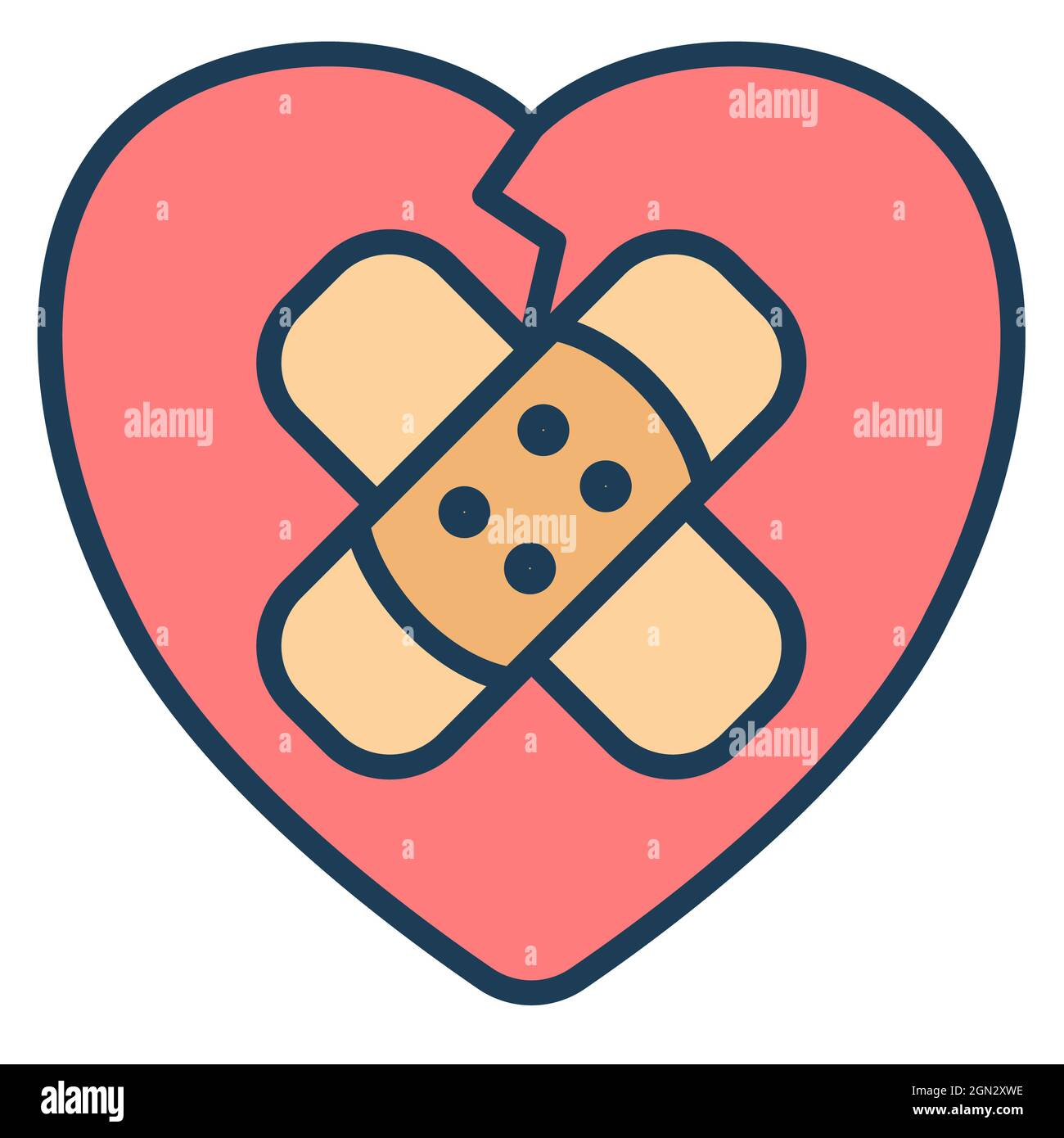 healing heart with patch single isolated icon with filled line style ...