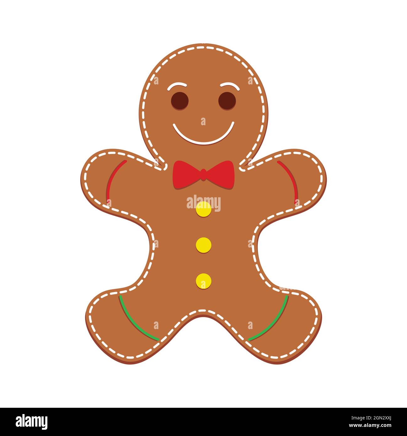 Gingerbread man vector illustration isolated on white background. Stock Vector