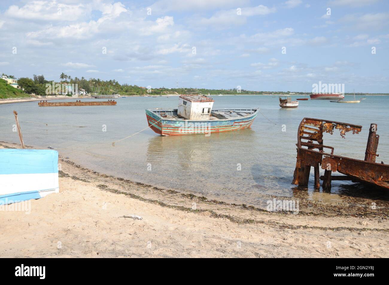 Shipwrecks and ships in poor state of repair, Inhambane Coast, Vilanculos, Mozambique Stock Photo