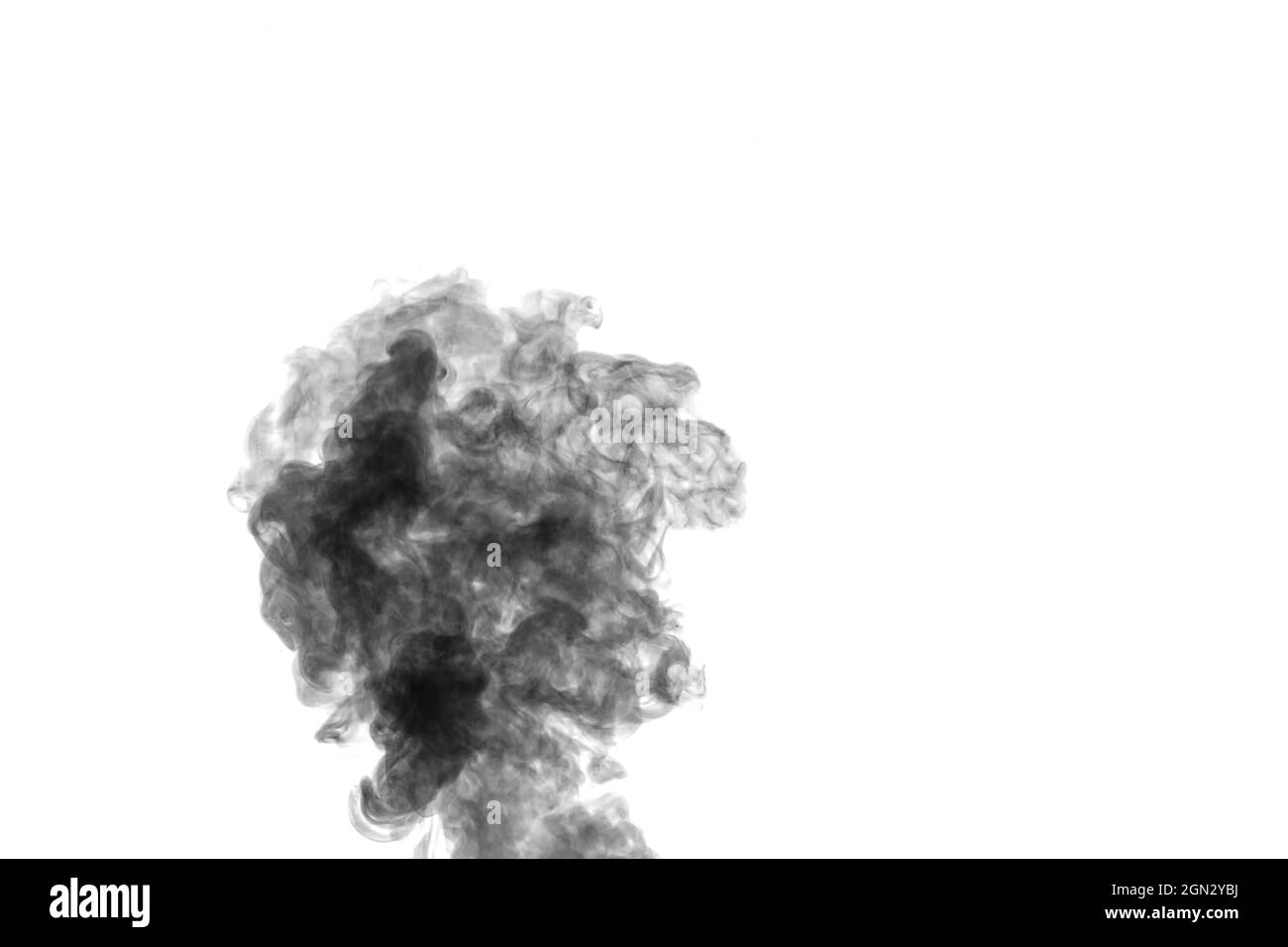 Black steam, smoke on a white background to superimpose on your photos. Create mystical Halloween photos. Abstract background, design element Stock Photo