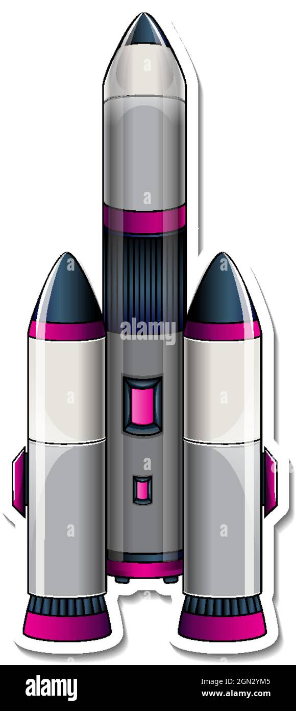 A sticker template with Rocket Ship Cartoon isolated illustration Stock ...