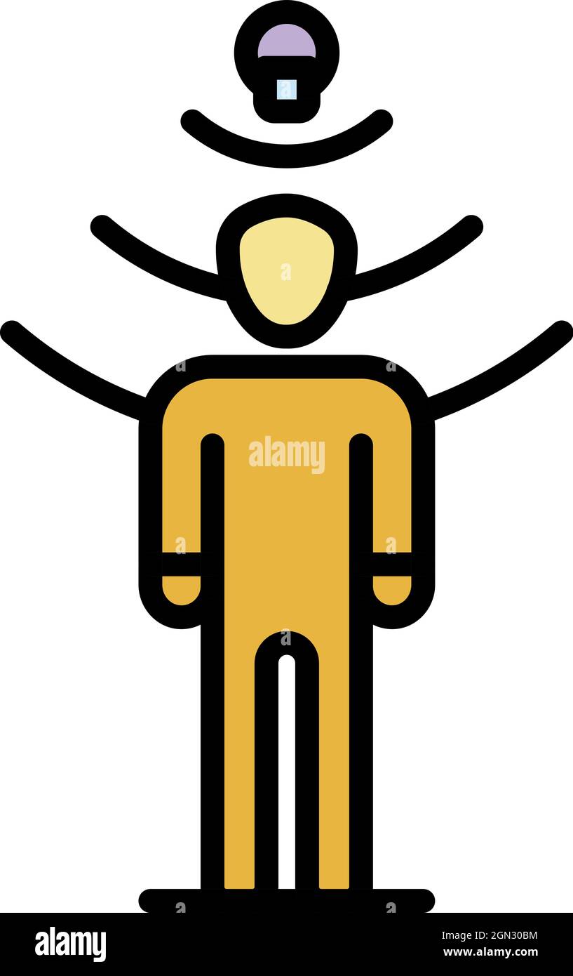 Movement sensor icon. Outline movement sensor vector icon color flat isolated Stock Vector