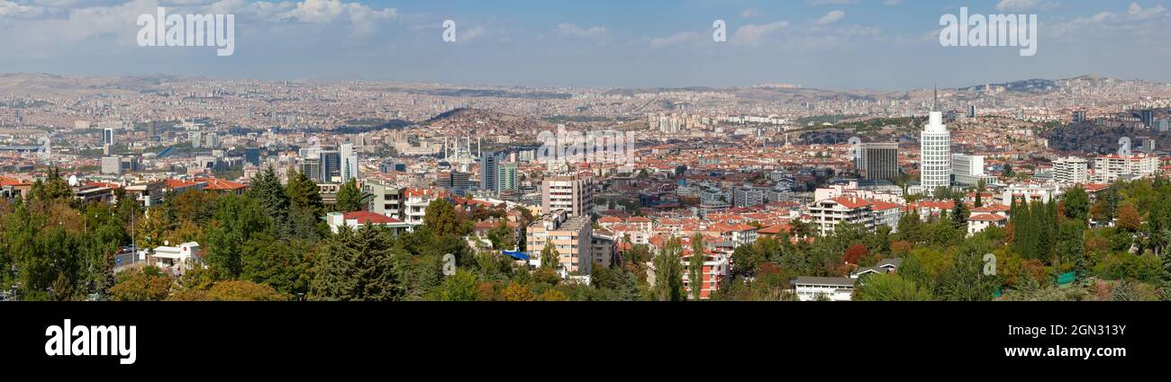 Beautiful panoramic view of Ankara, capital city of Turkey, from Botanical Park in Cankaya district. Stock Photo