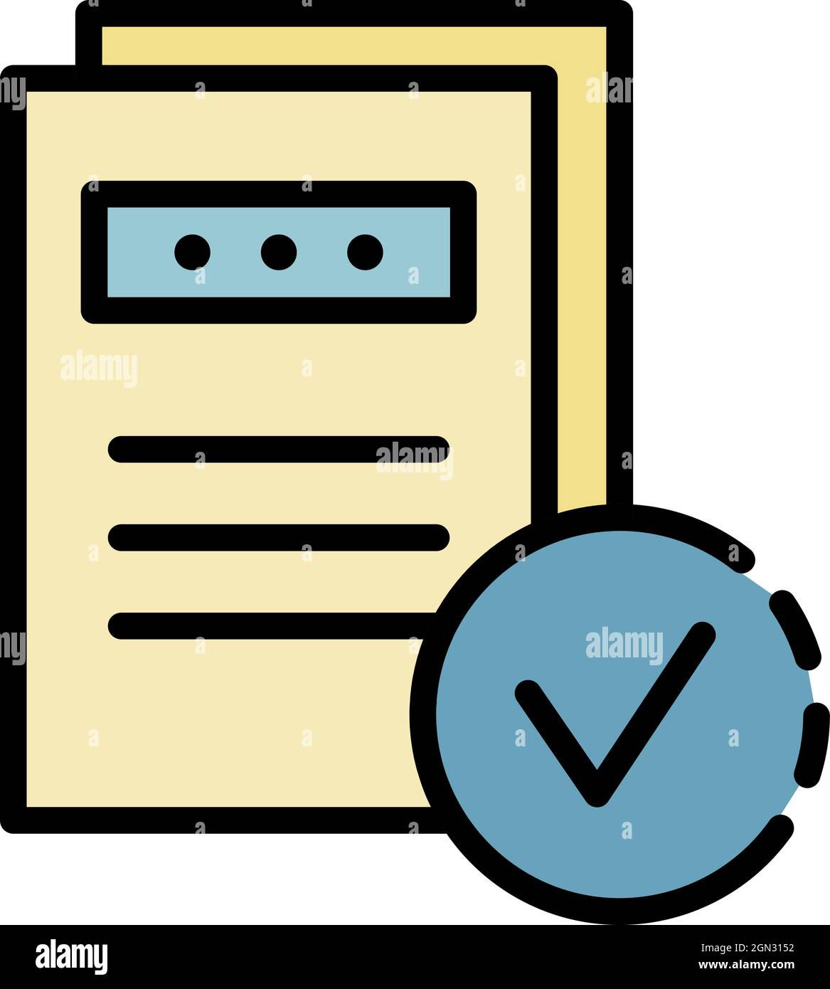 Marked documents icon. Outline marked documents vector icon color flat ...