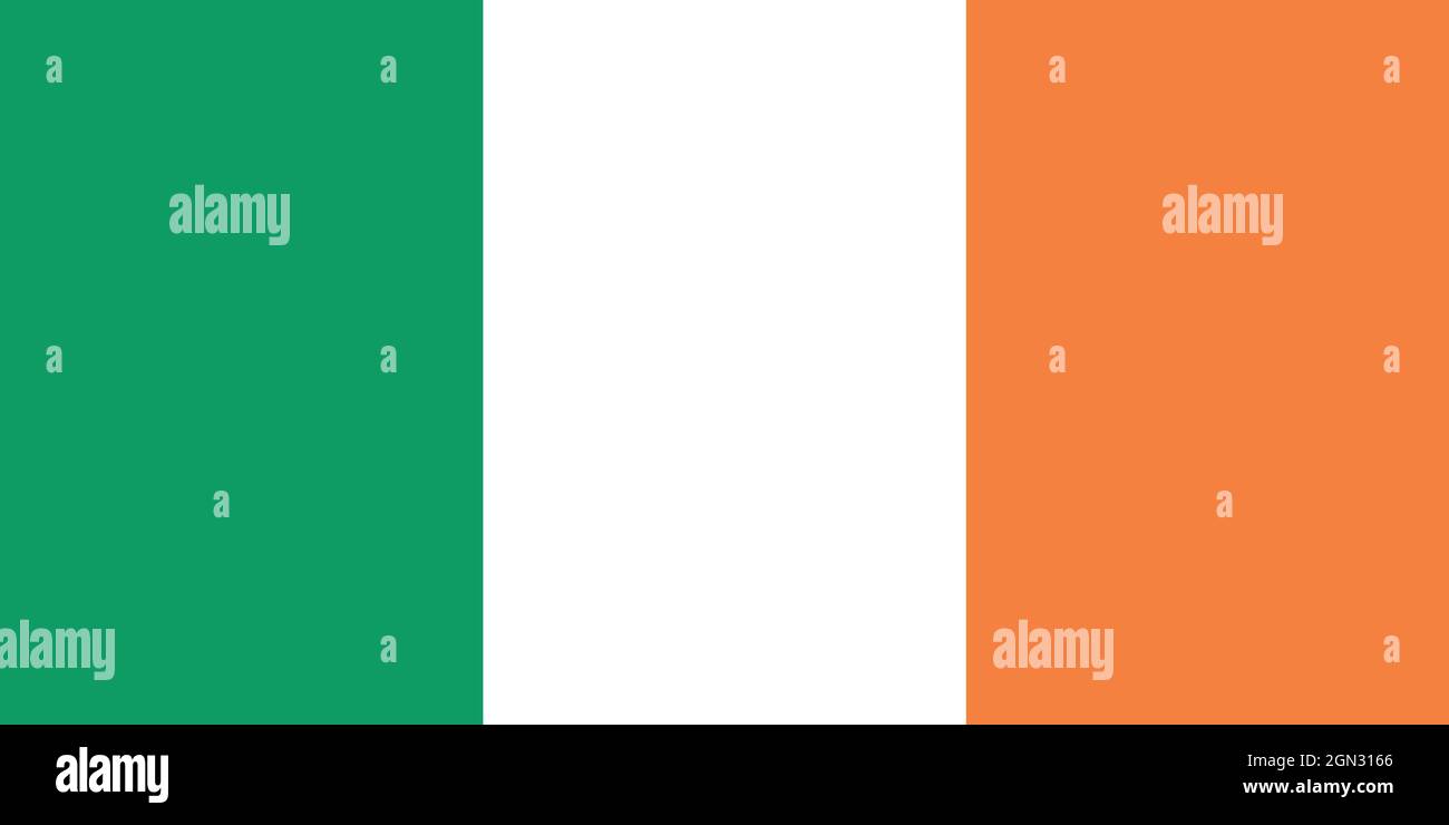 National flag of Ireland original size and colors vector illustration, bratach na heireann or Irish tricolour, national flag Republic of Ireland Stock Vector
