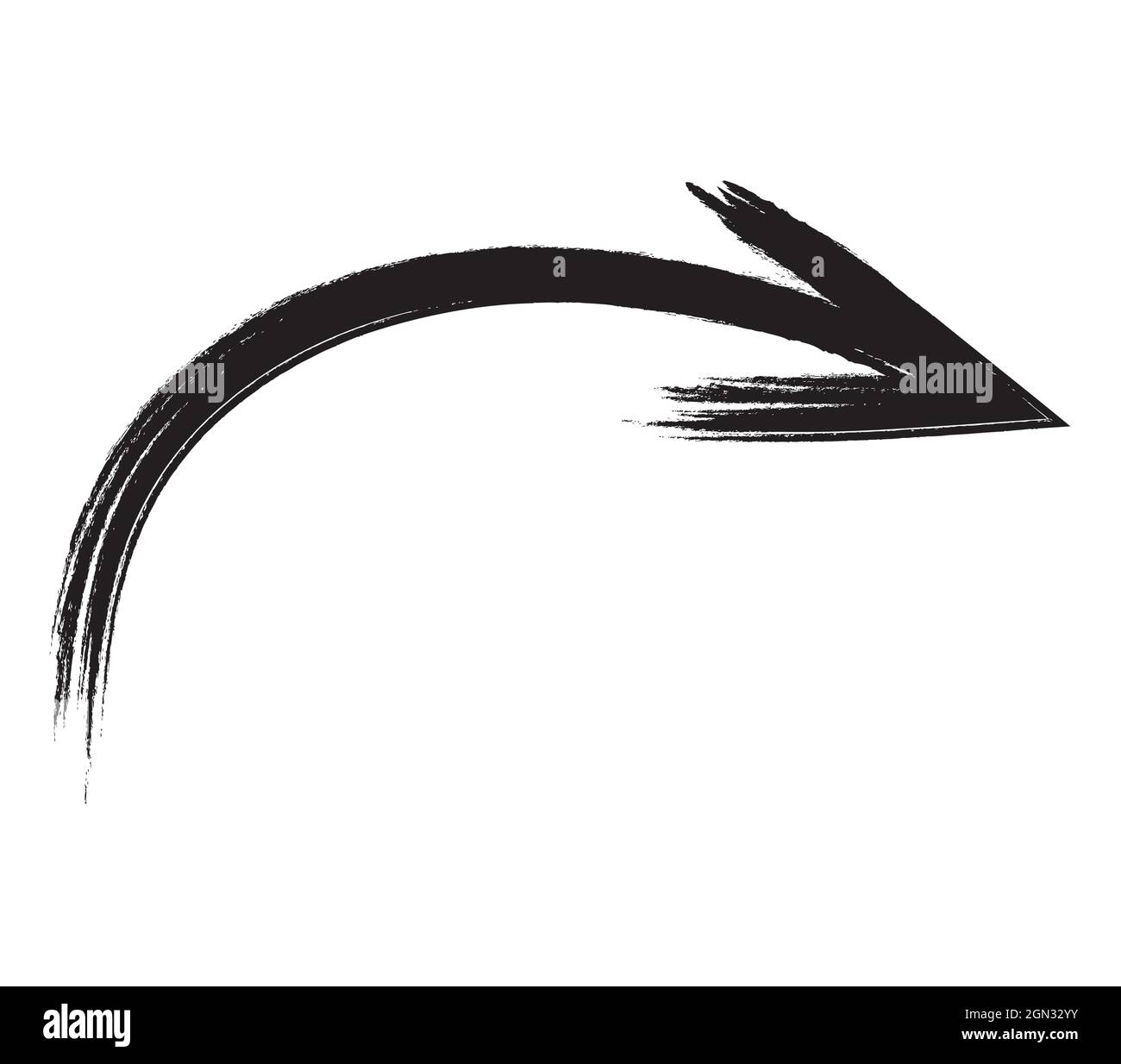 Black hand drawn brush stroke arrow isolated on white. Vectpr ...
