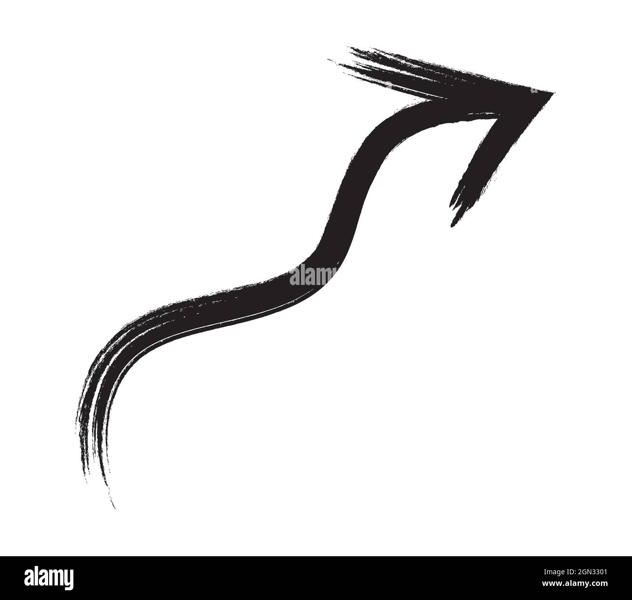 Black hand drawn brush stroke arrow isolated on white. Vectpr ...