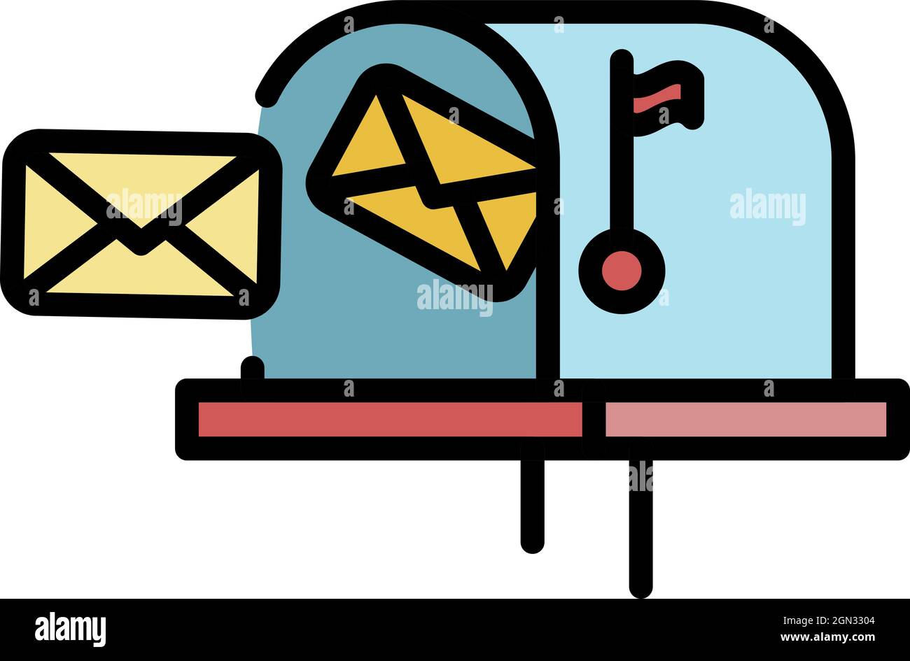 Mailbox letters icon. Outline mailbox letters vector icon color flat ...