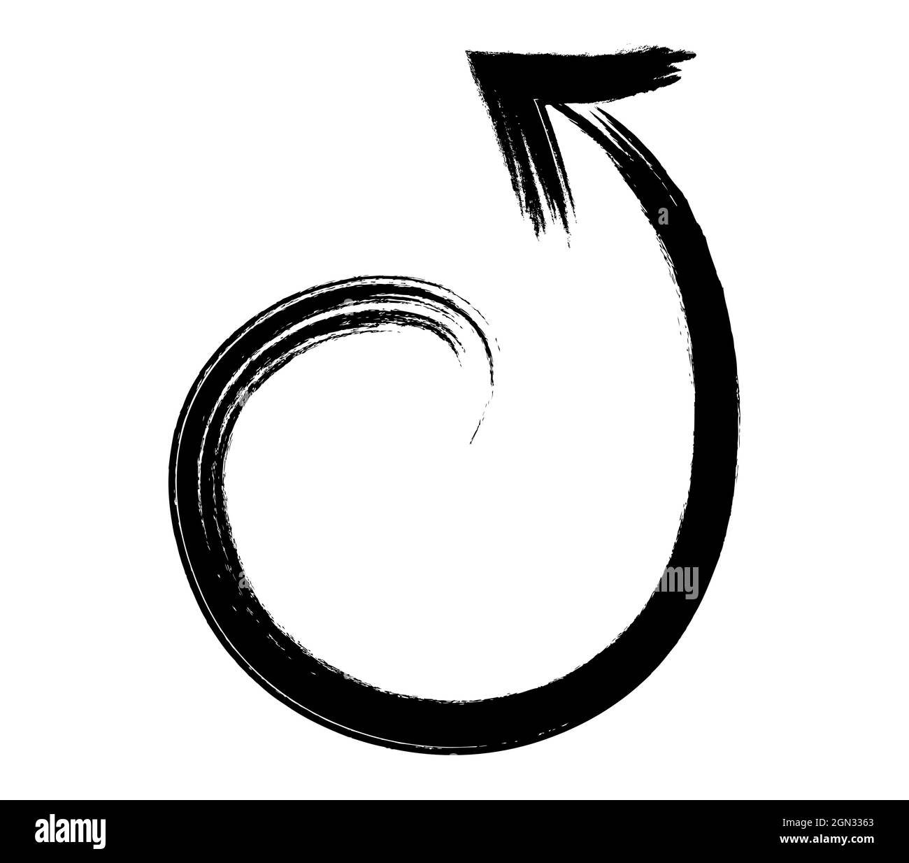 Black hand drawn brush stroke arrow isolated on white. Vectpr ...