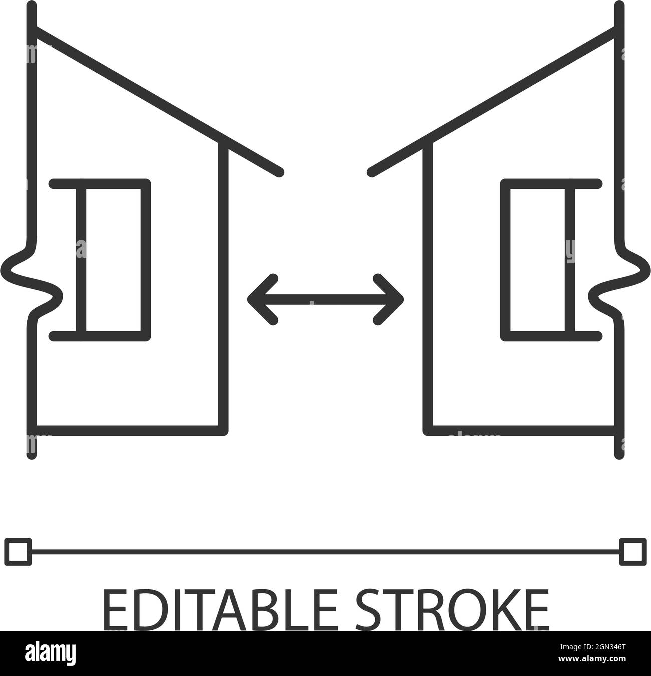Minimum distance between buildings linear icon Stock Vector Image & Art