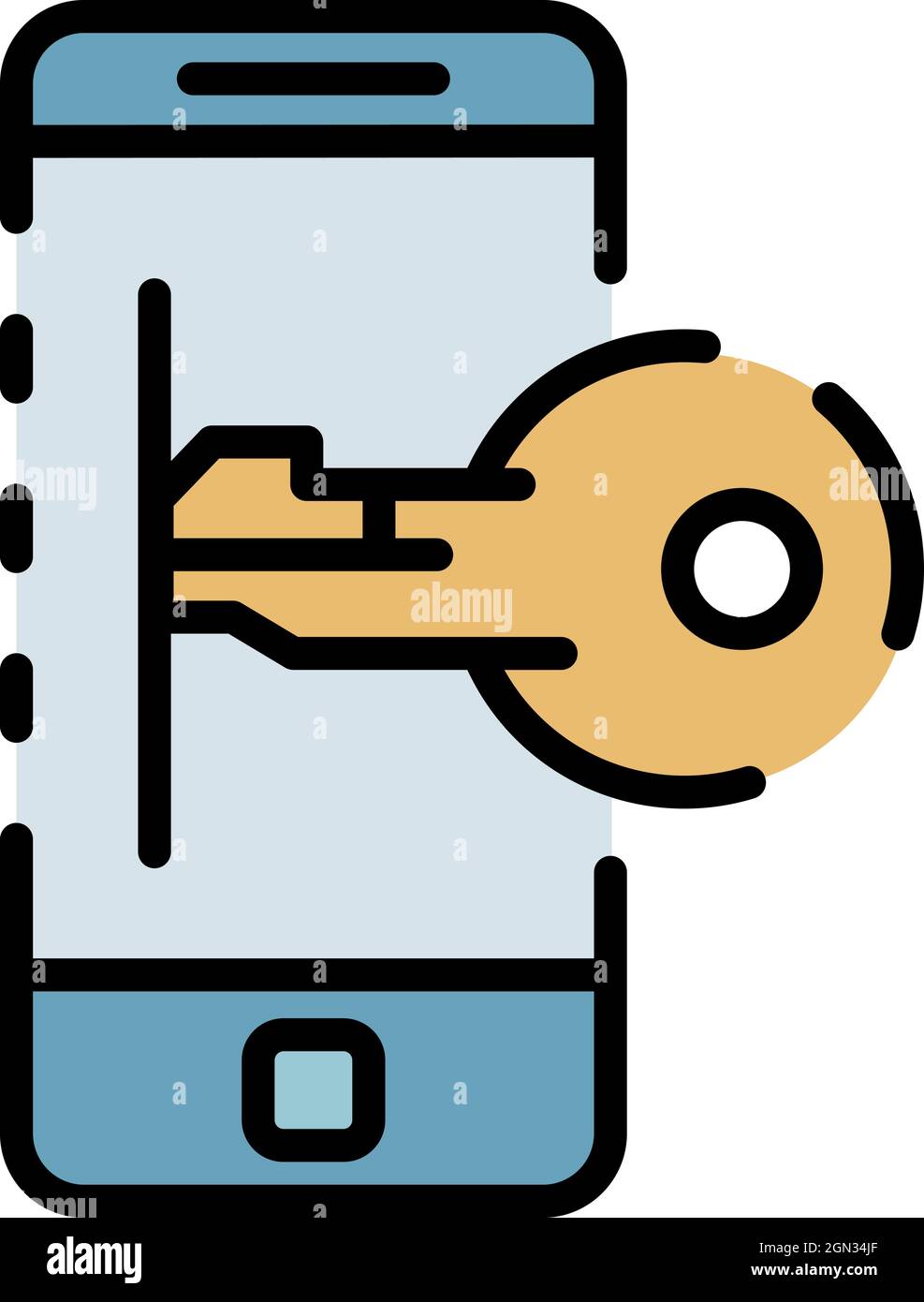 Money key security icon. Outline money key security vector icon color ...