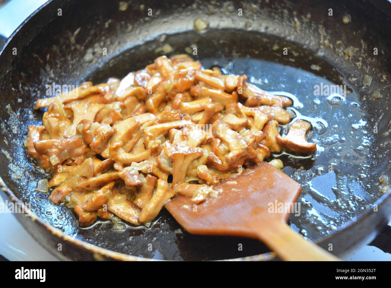 Traditional sauteed chanterelle recipe hires stock photography and