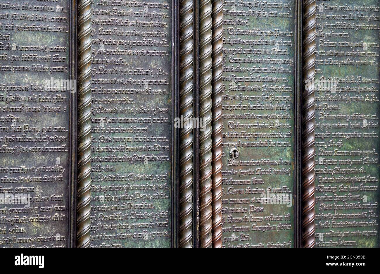 The 95 theses of Martin Luther (1517), Schlosskirche Wittenberg (Saxony-Anhalt, Germany) Stock Photo