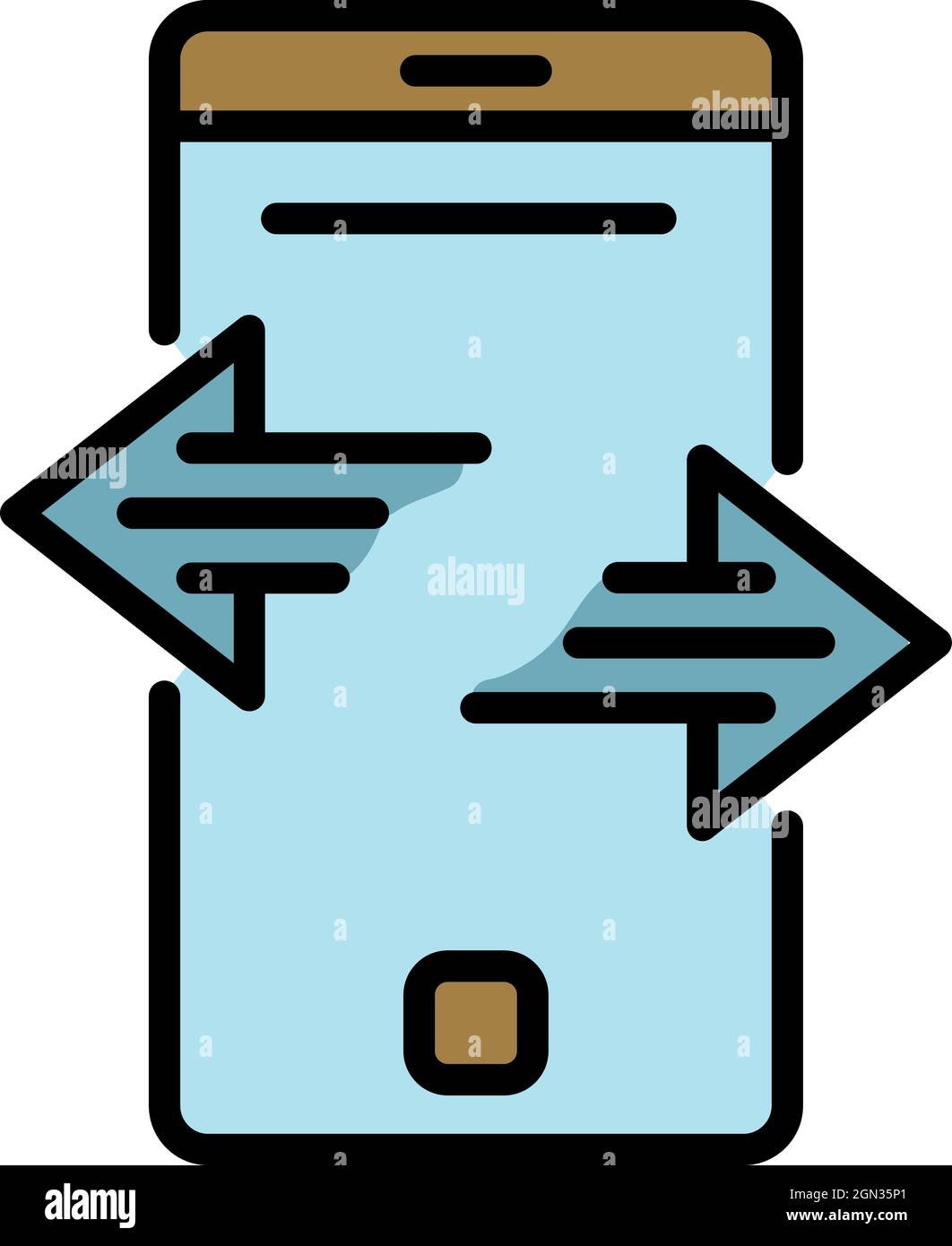 Smartphone data transfer icon. Outline smartphone data transfer vector icon color flat isolated Stock Vector