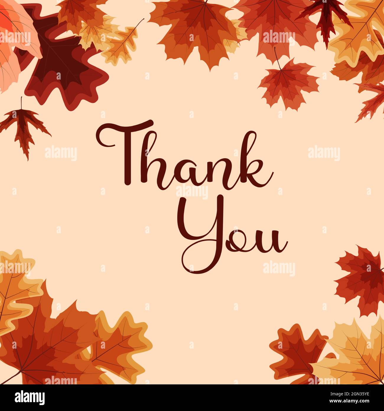 Thank you autumn natural background template with falling leaves Vector ...
