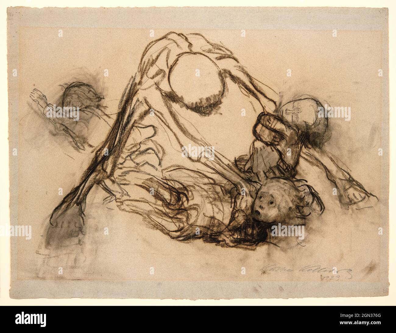 Käthe Kollwitz, Tod und Kinder (Death and Children), drawing, 1923 Stock Photo