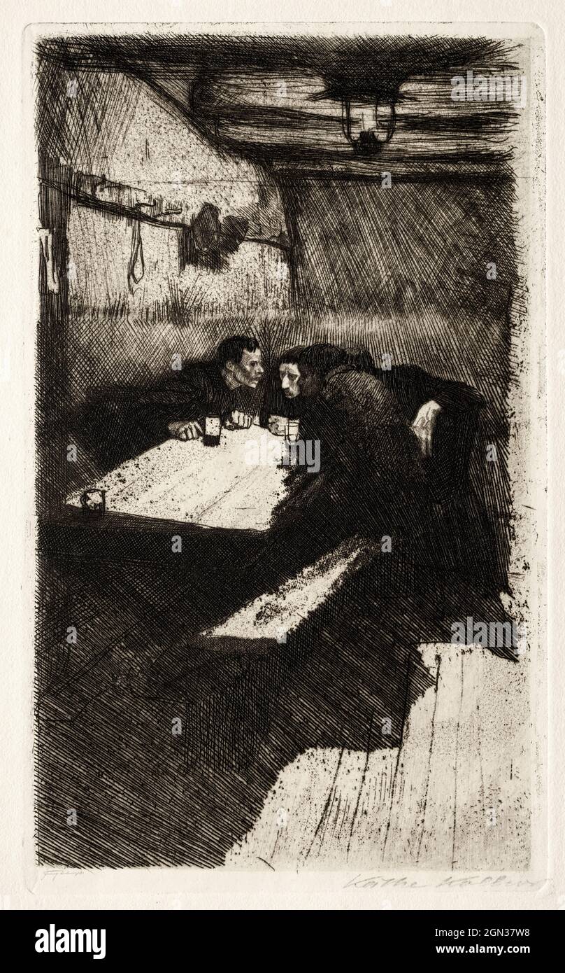 Käthe Kollwitz, Conspiracy, etching, 1895 Stock Photo