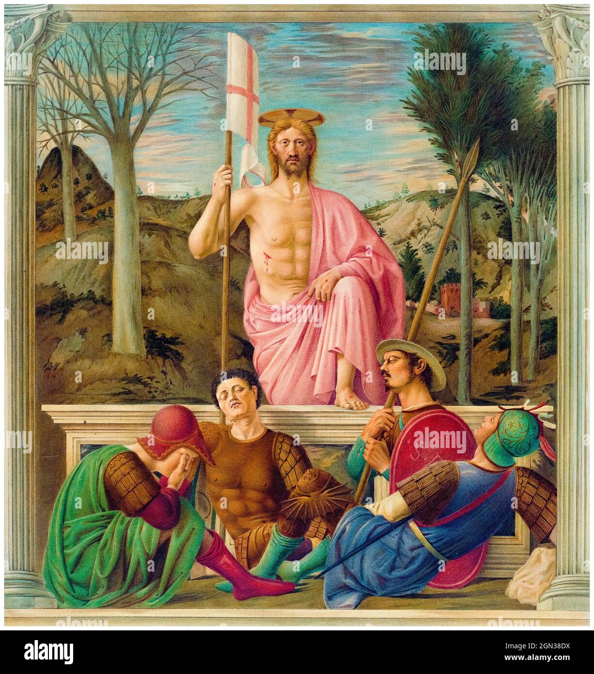 The Resurrection of Christ, fresco by Piero della Francesca, circa 1463, print by the Arundel Society late 19th century Stock Photo