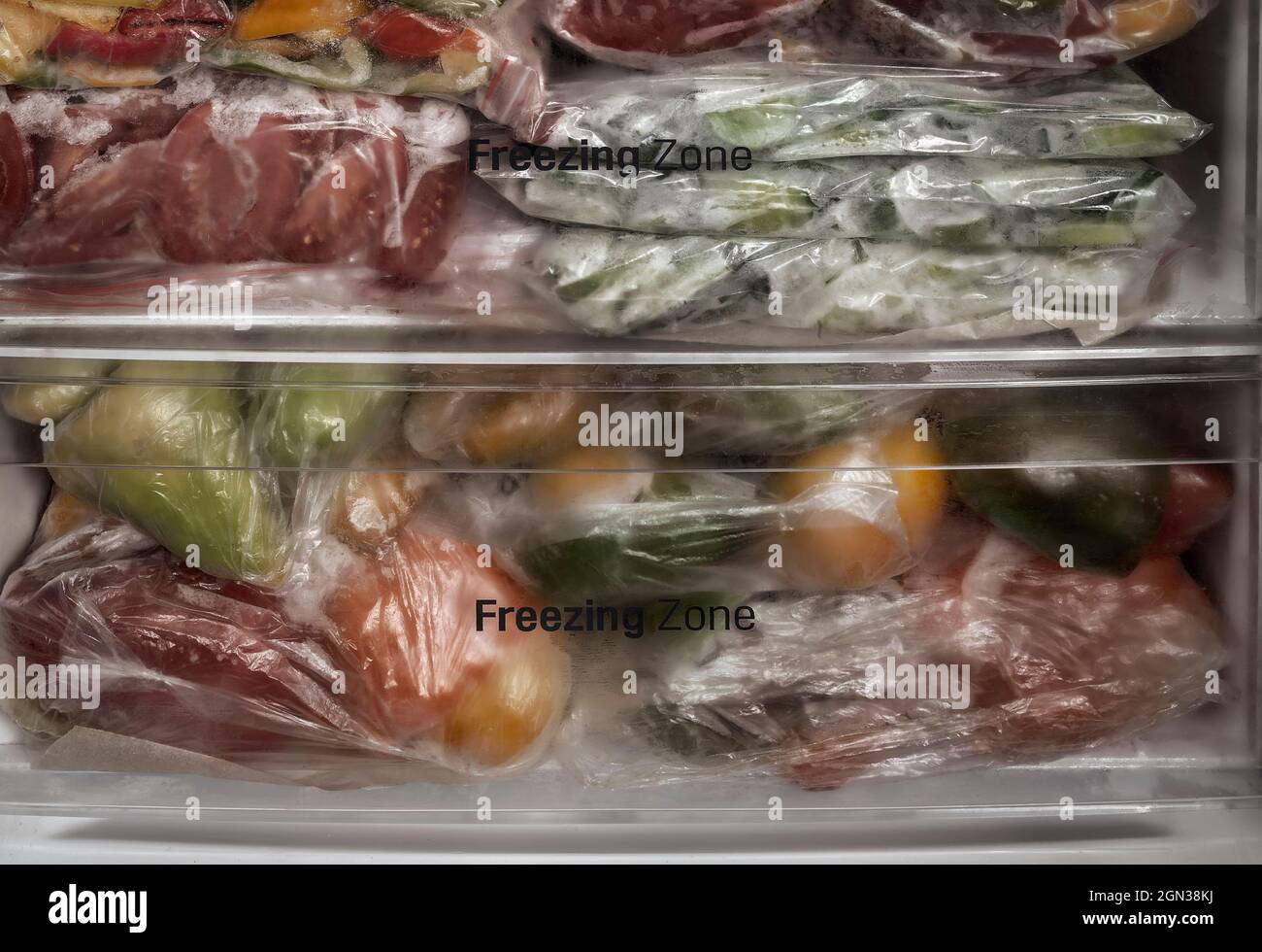 Frozen vegetables in the freezer of the refrigerator Stock Photo Alamy