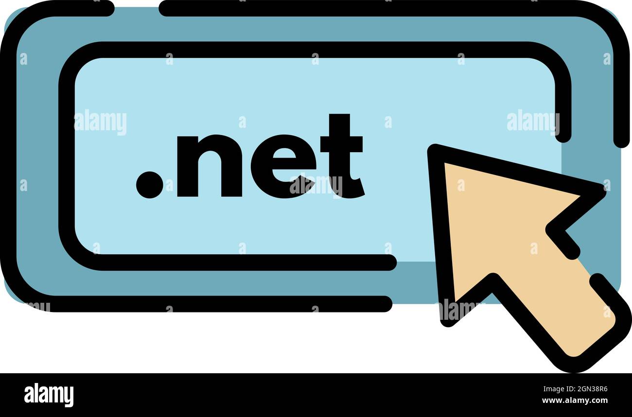Net domain icon. Outline net domain vector icon color flat isolated Stock Vector