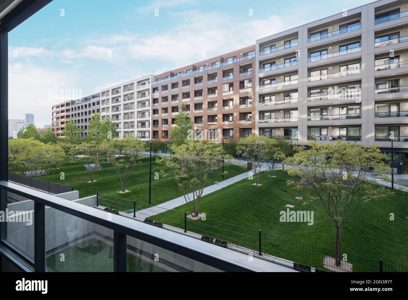 View from balcony of modern apartment Stock Photo - Alamy