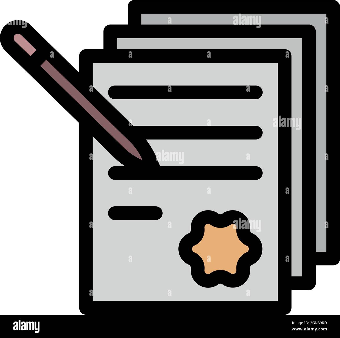 Judge papers icon. Outline judge papers vector icon color flat isolated Stock Vector