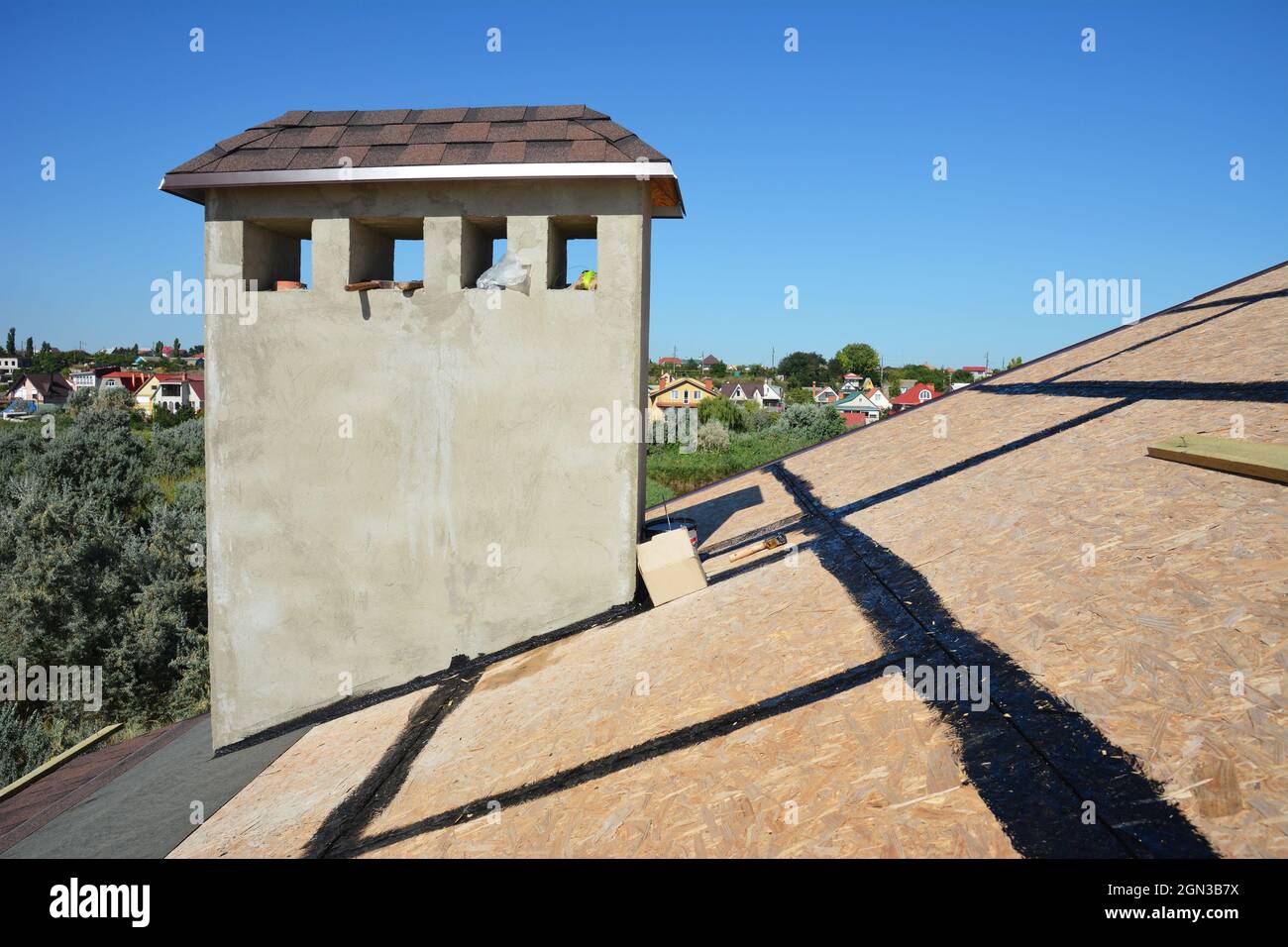 Roofing Constrution. Roof decks are plywood or oriented strand board