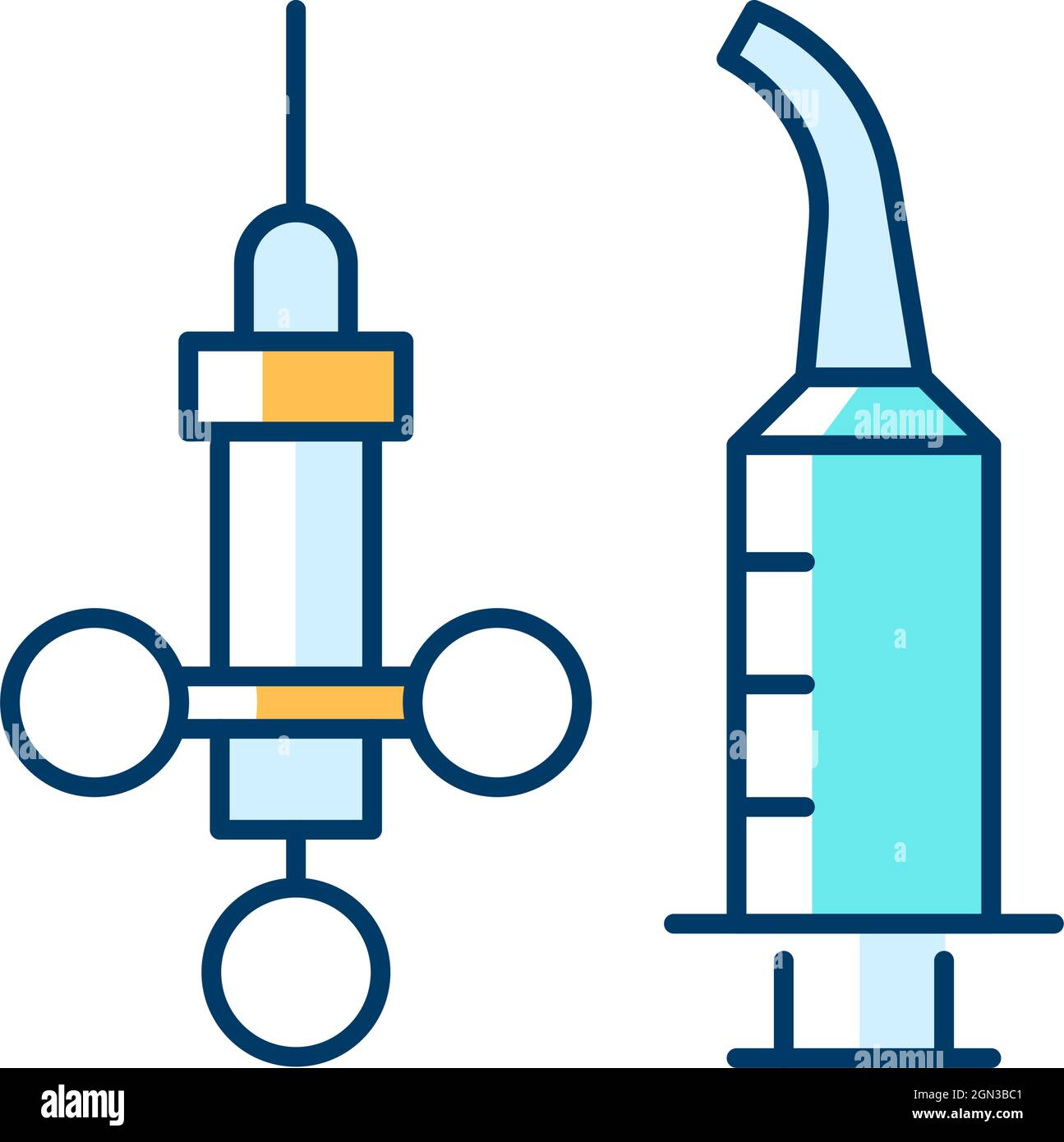 Dental irrigation syringe RGB color icon Stock Vector