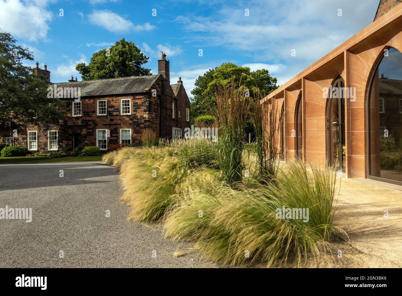 The Grade I-listed medieval Fratry was restored in 2020 and a new café pavilion was created for Carlisle Cathedral. Stock Photo