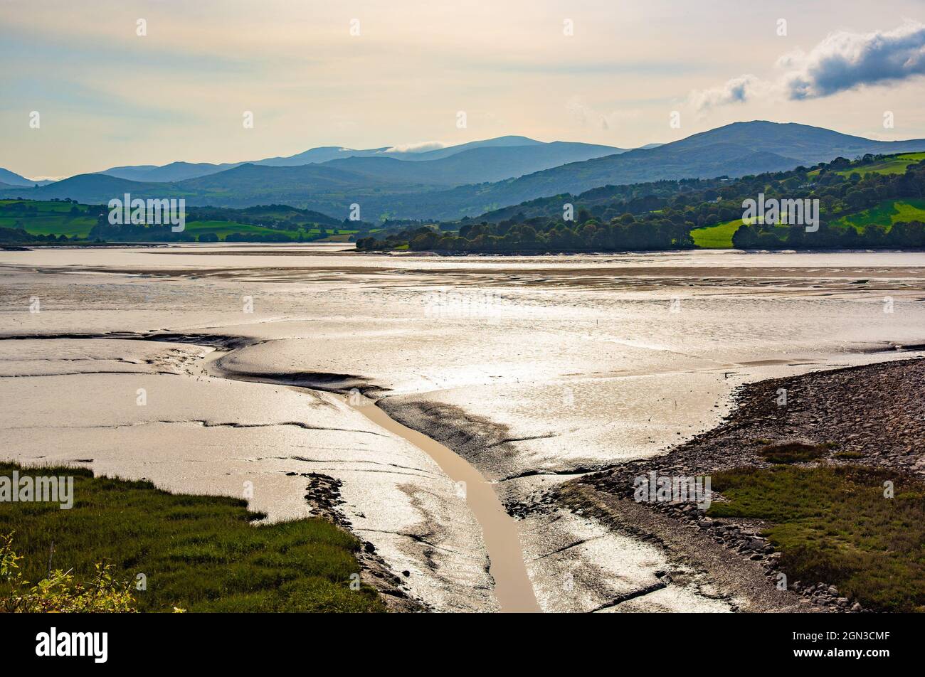 A view of the river Conwy at low tide, Conwy, North Wales. Stock Photo