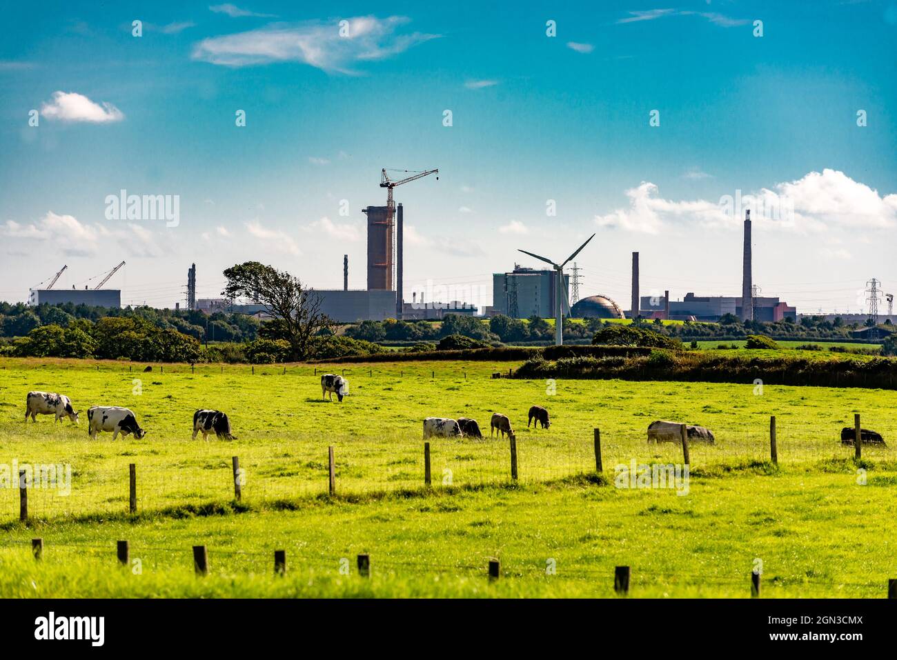 Sellafield nuclear fuel reprocessing and nuclear decommissioning site, close to the village of Seascale on the coast of the Irish Sea in Cumbria, UK Stock Photo