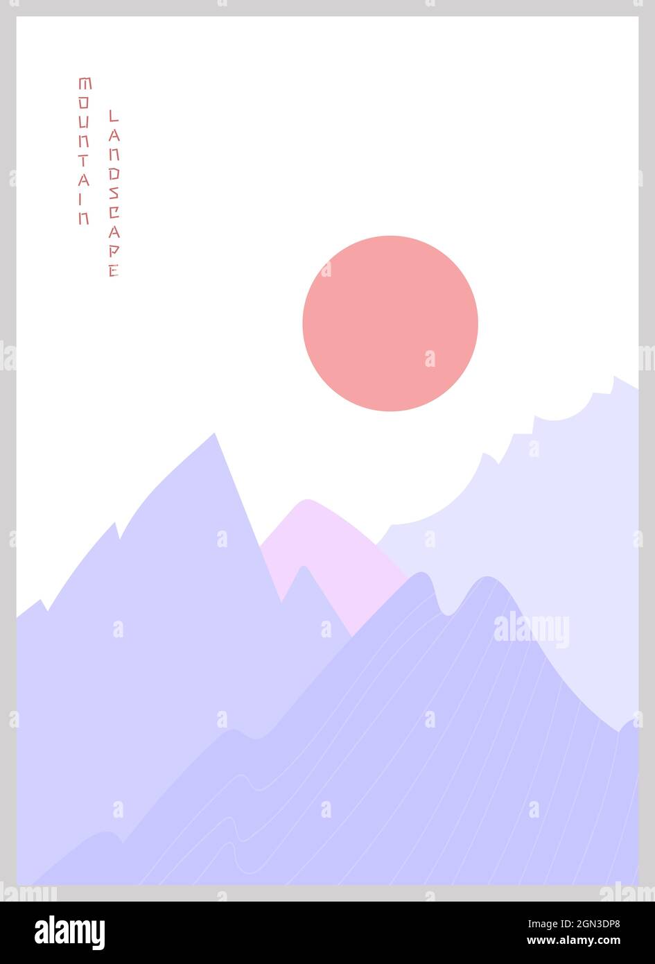 Abstract mountain landscape poster. Geometric landscape background in asian japanese style. Stock Vector