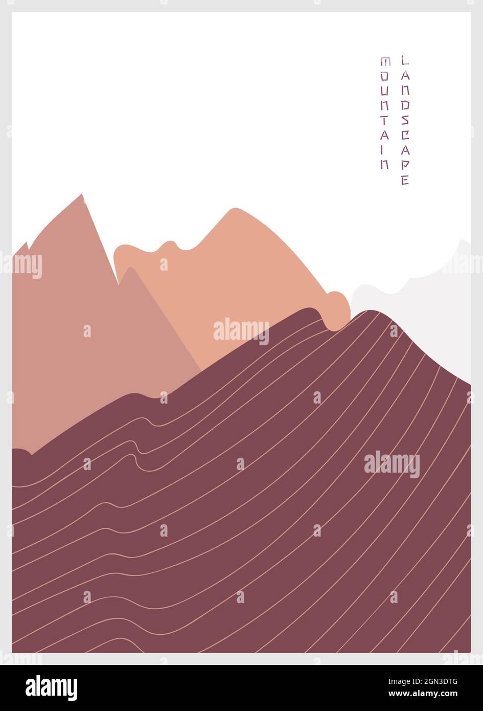 Abstract mountain landscape poster in earthy colors. Geometric ...