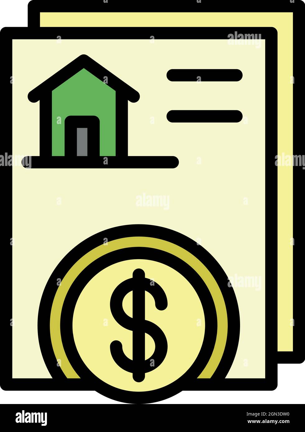 Mortgage documents icon. Outline mortgage documents vector icon color flat isolated Stock Vector