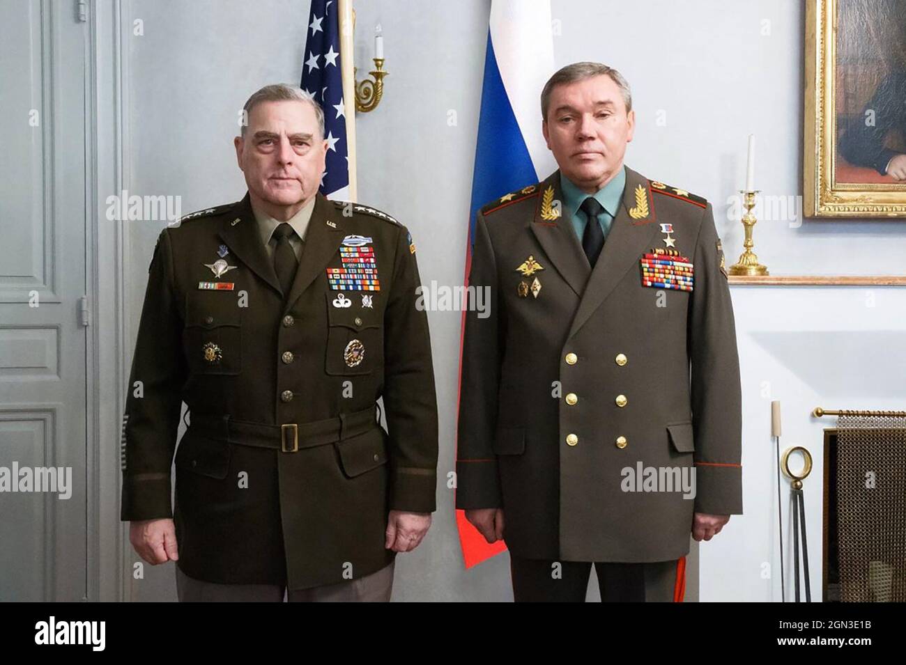 Helsinki Finland 22nd Sep 2021 Mark Milley L Chairman Of The Us Joint Chiefs Of Staff And Valery Gerasimov Chief Of The General Staff Of The Russian Armed Forces Pose For A