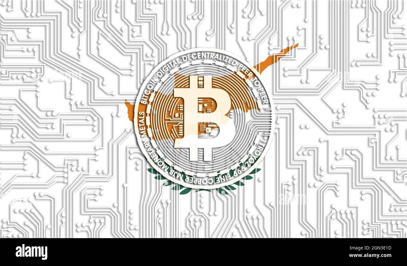 flag of Cyprus and bitcoin, Integrated Circuit Board pattern. Bitcoin Stock  Growth. Conceptual image for investors in cryptocurrency and Blockchain Te  Stock Photo - Alamy
