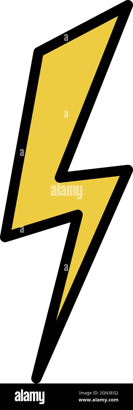 Plain lightning icon. Outline plain lightning vector icon color flat ...
