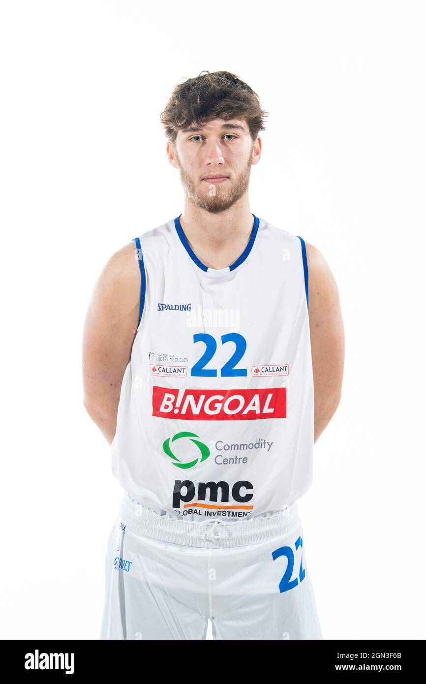 Milan De Clercq poses at a photoshoot of Belgian Basketball team Kangoeroes  Basket Mechelen, ahead of the 2021-2022 EuroMillions League, Wednesday 22  Stock Photo - Alamy