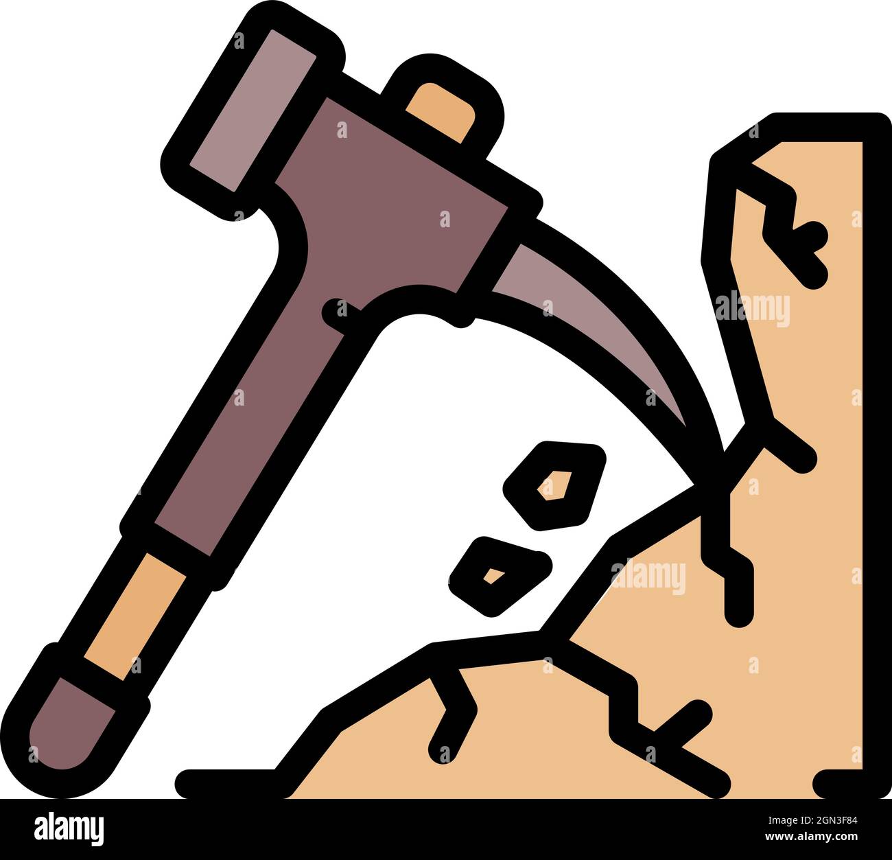 Mining axe icon. Outline mining axe vector icon color flat isolated ...
