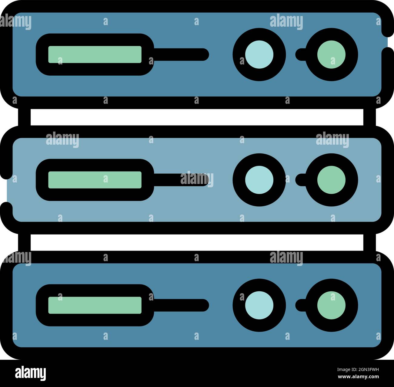 Mining server icon. Outline mining server vector icon color flat isolated Stock Vector