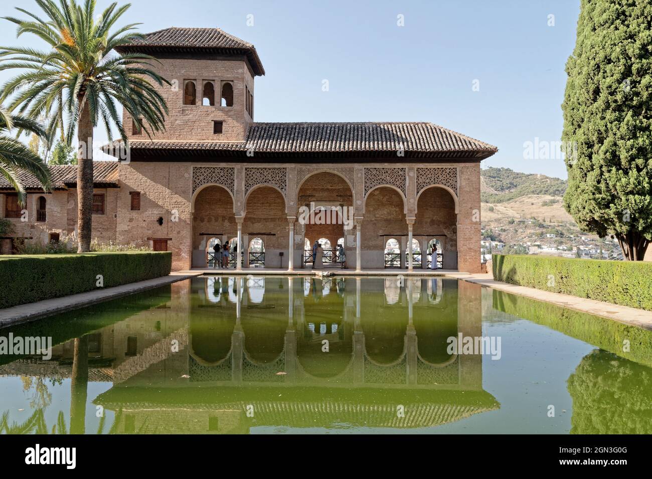 Granada, Spain. 17th Aug, 2021. The Alhambra is a palace complex of Islamic architecture located in Granada in Andalusia, Spain. Stock Photo