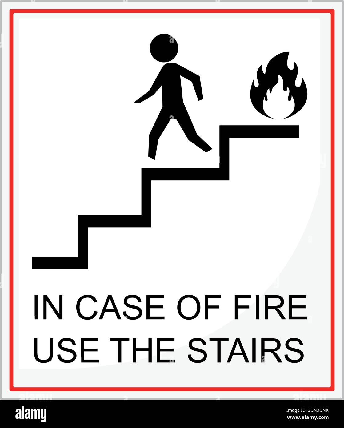 Vector illustration signage of in case of fire use the stairs Stock Vector