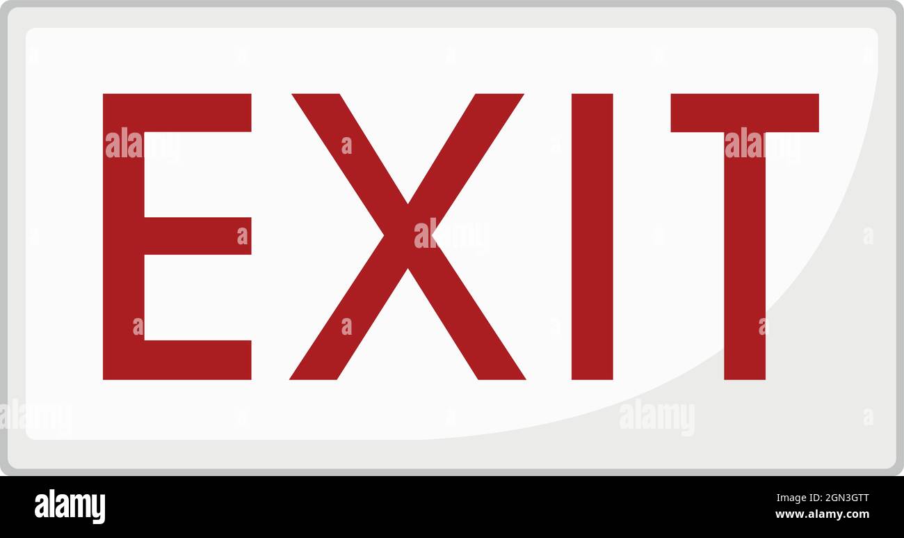 Vector illustration of exit signage with a white background and red text Stock Vector