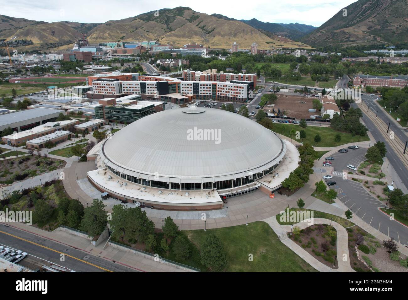 A general view of the Jon M. Huntsman Center on the campus of the